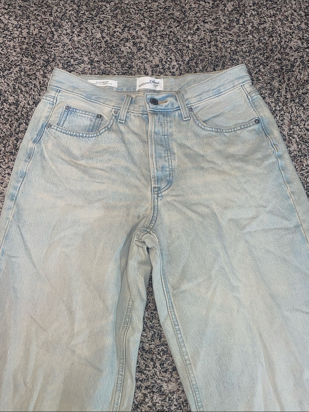 Wild Fable Baggy 90’s Mid Rise Blue Yellow Vintage Dyed Jeans Woman’s Sz 4 NWOT - Picture 2 of 8